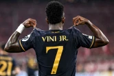 L'attaquant du Real Madrid Vinicius Jr célèbre son deuxième but mardi soir à Munich en demi-finale aller de Ligue des champions contre le Bayern.