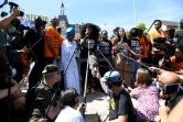 Assa Traoré la soeur d'Adama Traoré s'exprime le 18 juillet 2020 à Beaumont-sur-Oise, lors de la marche organisée quatre ans après la mort de son frère