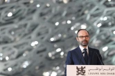 Le Premier ministre français Edouard Philippe prononçant un discours au musée du Louvre Abu Dhabi, le 10 février 2018, dans la capitale des Emirats arabes unis