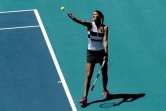 La Tchèque Petra Kvitova au service face à la Croate Donna Vekic lors du tournoi de Miami, le 23 mars 2019