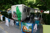 Un camping car dans un camping de Peñiscola, dans l'est de l'Espagne, le 8 juillet 2020