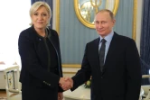 Le président russe Vladimir Poutine reçoit au Kremlin à MOscou la candidate à la présidentielle française Marine Le Pen, le 24 mars 2017