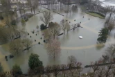 Vue aérienne sur un parc inondé à Saintes (Charente-Maritime) le 6 février 2021