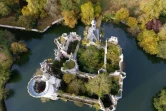 Vue aérienne du château de La Mothe-Chandeniers aux Trois-Moutiers dans la Vienne, le 3 novembre 2017