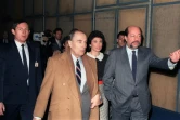 Francois Mitterrand accueilli par Hervé Bourges à TF1 avant une interview en 1987