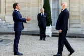 Emmanuel Macron accueille le président tunisien Kais Saied à l?Élysée, le 22 juin 202 à Paris.