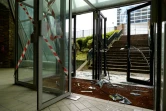 L'entrée vandalisée du siège de la CGT, le 25 juin 2016 à Paris 