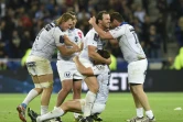 La joie des joueurs de Montpellier, vainqueur du Challenge européen de rugby contre les Harlequins, le 13 mai 2016 à Lyon