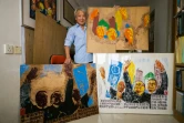 L'artiste hongkongais Fong So exhibe le 25 septembre 2018 dans son studio des oeuvres réalisées lors du Mouvement des parapluies à Hong Kong en 2014