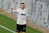 L'attaquant uruguayen de Valence Maxi Gomez à l'entraînement le 9 mai 2020 à Paterna (Valence)