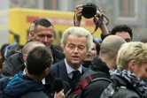 Le leader du parti d'extrême-droite néerlandais PVV, Geert Wilders, le 18 février 2017 à Spijkenisse lors du lancement de sa campagne