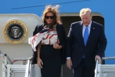 Donald et Melania Trump arrivent à l'aéroport de Stansted (Royaume-Uni), le 3 juin 2019
