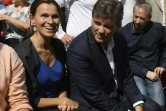 L'ancien ministre de l'Economie Arnaud Montebourg et l'ancienne ministre de la Culture Aurélie Filippetti à "La fête de la Rose", le 21 août 2016 à Frangy-en-Bresse