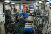 Thomas Pesquet donnant une interview à l'AFP depuis l'ISS, le 30 mai 2017 lors de sa première mission