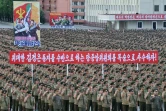 Photo de l'agence officielle nord-coréenne KCNA montrant un rassemblement de soutien au régime à Pyongyang, le 10 août 2017