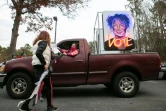 Un portrait de Stacey Abrams lors d'un meeting de campagne pour les candidats démocrates au Sénat américain, Jon Ossoff et Rafael Warnock, le 3 décembre 2020 à Kennesaw,en Géorgie
