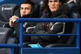 L'attaquant iconique du PSG Edinson Cavani sur le banc des remplaçants, lors du match contre Montpellier au Parc des Princes, le 1er février 2020