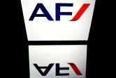 Le logo d'Air France photographié sur une tablette à Paris le 9 avril 2018
