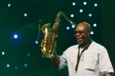 Le saxophoniste Manu Dibango en juin 2018 à Abidjan, en Côte d'Ivoire