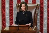 La "speaker" de la Chambre des représentants Nancy Pelosi préside la séance de mise en accusation de Donald Trump le 18 décembre 2019 