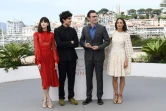 Stacy Martin, Louis Garrel, Michel Hazanavicius et Bérénice Béjo posent pour la présentation du film "Le Redoutable", au Festival de Cannes, le 21 mai 2017 