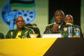 Le président sud-africain Jacob Zuma (gauche) et le vice-président Cyril Ramaphosa (droite), lors d'une confére"nce de presse du Congrès national africain (ANC) au pouvoir, le 5 juillet 2017 à Johannesburg.