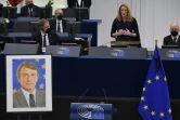 La conservatrice maltaise Roberta Metsola lors de son discours d'hommage à l'ancien président du Parlement européen David Sassoli, le 17 janvier 2022 à Strasbourg