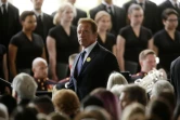 Arnold Schwarzenegger  lors de la messe d'enterrement pour Nancy Reagan en Californie, le 11 mars 2016 