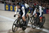 La Française Mathilde Gros en tête lors des séries du keirin aux Mondiaux de cyclisme, le 5 août 2023 à Glasgow 