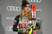 L'américaine Mikaela Schiffrin, décue, finit 3e du slalom féminin à Flachau le 14 janvier 2020 en Autriche.