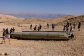 Des restes d'un missile iranien dans le désert du Néguev, près d'Arad, en Israël, le 3 octobre 2024 après une attaque de Téhéran 