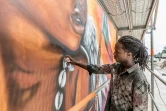 L'artiste béninois Romario Agbo-Koffi pendant le festival Effet Graff, le 18 mai 2022 à Cotonou, au Bénin
