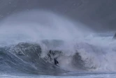 Neels Havenga lors d'une session de bodysurf, le 24 février 2021 à Noordhoek près du Cap en Afrique du Sud