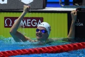 La Française Marie Watttel après sa victoire en demi-finales sur 100 m papillon aux Mondiaux de natation, le 21 juillet 2019 à  Gwangju