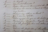 Extrait des registres des bateaux d'esclaves dans les archives à Jamestown, sur l'île britannique de Sainte-Hélène, le 18 octobre 2017