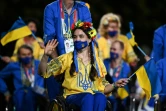 Des membres de l'équipe paralympique ukrainienne lors de la cérémonie d'ouverture des Jeux de Tokyo-2020, le 24 août 2021