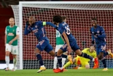 L'attaquant français Alexandre Lacazette ouvre le score pour Arsenal face au Rapid Vienne, lors de leur match de Ligue Europa, le 3 décembre 2020 à Londres