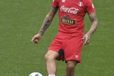 L'attaquant vedette du Pérou Paolo Guerrero lors d'une séance d'entraînement au stade de Khimki, le 19 juin 2018