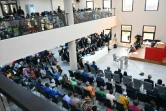 Photo d'archives montrant une vue générale de la salle d'audience du procès, qui s'est ouvert à Conakry le 28 septembre 2022, pour juger les responsables du massacre du 28 septembre 2009 au stade de Conakry, en Guinée
