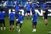 Kylian Mbappé et les Parisiens effectuent leur entraînement de veille de match au Stade de France, le 7 mai 2018, avant la finale contre Les Herbiers 
