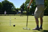 Players in action at Sussex County Croquet Club on the south coast of England