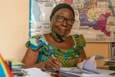 Françoise Yumba, directrice d'une école primaire depuis 1975  dans son bureau à Lubumbashi, en RDCongo, le 14 février 2022

