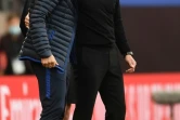 Les entraîneurs de Chelsea Frank Lampard (g) et de Manchester United Ole Gunnar Solskjaer lors de la demi-finale de Coupe d'Angleterre, le 19 juillet 2020 au stade de Wembley à Londres