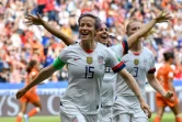 L'Américaine Megan Rapinoe vient de transformer un penaly en finale de la Coupe du monde contre les Pays-Bas, le 7 juillet 2019 à Lyon 