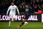 L'attaquant uruguayen du Paris SG Edinson Cavani marque un but face à Strasbourg en 32e de finale de Coupe de France au Parc des Princes le 23 janvier 2019