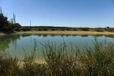 Un plan d'eau servant de réserve d'irrigation à Chevannes le 7 août 2020