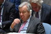 Le secrétaire général de l'ONU Antonio Guterres écoute lors d'une réunion au conseil de sécurité de l'ONU le 18 avril 2024