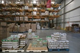 De palettes de produits à la Banque alimentaire de Washington le 1er avril 2020
