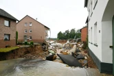 Une route détruite par les inondations à Blessem (Allemagne), le 16 juillet 2021 
