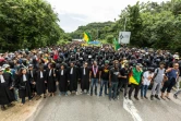 Manifestation aux abords du centre spatial de Kourou, en Guyane, le 4 avril 2017